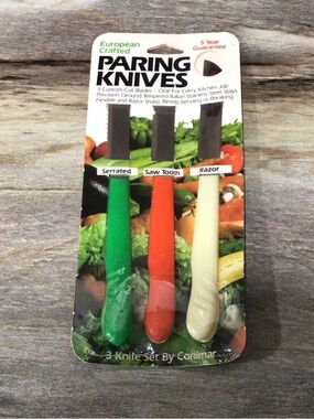 Vintage Isoflex Inox Italy Paring Knife Set 3pc Serrated Conimar NIP